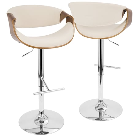 Curvo Adjustable Swivel Barstool In Walnut And Cream